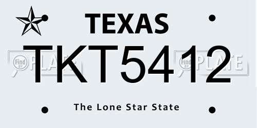 TKT5412 Texas License Plate