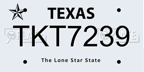TKT7239 Texas License Plate