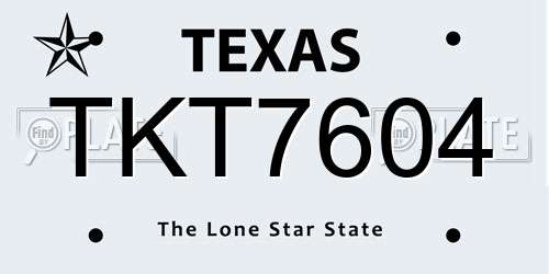 TKT7604 Texas License Plate