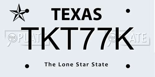 TKT77K Texas License Plate