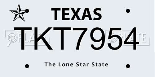 TKT7954 Texas License Plate