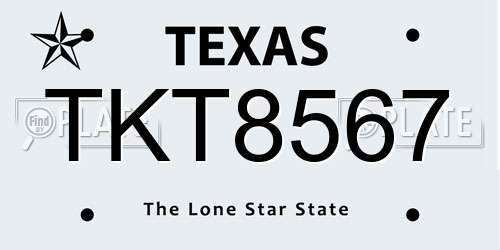 TKT8567 Texas License Plate