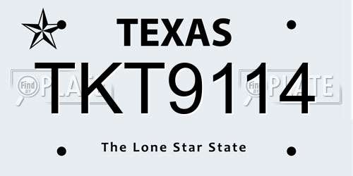 TKT9114 Texas License Plate