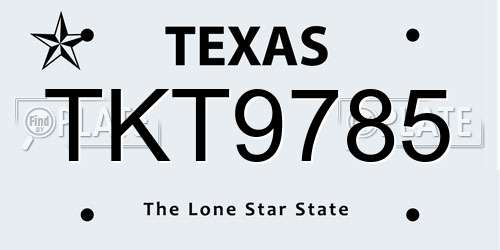 TKT9785 Texas License Plate