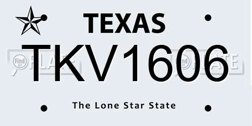TKV1606 Texas License Plate