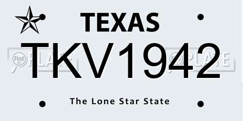 TKV1942 Texas License Plate