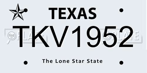 TKV1952 Texas License Plate