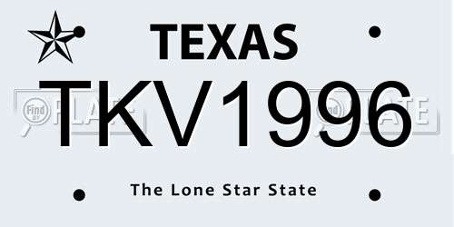 TKV1996 Texas License Plate