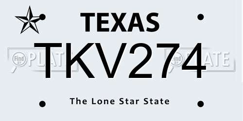 TKV274 Texas License Plate