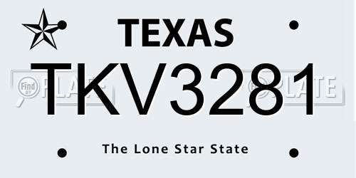 TKV3281 Texas License Plate