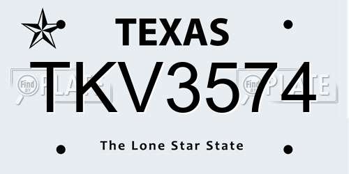 TKV3574 Texas License Plate