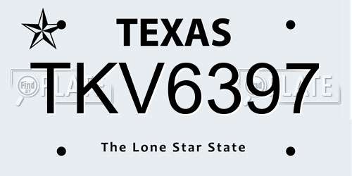 TKV6397 Texas License Plate