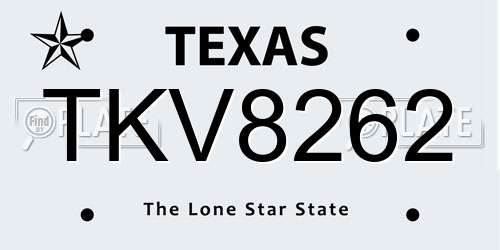 TKV8262 Texas License Plate