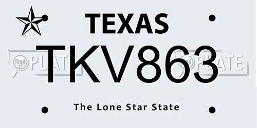 TKV863 Texas License Plate