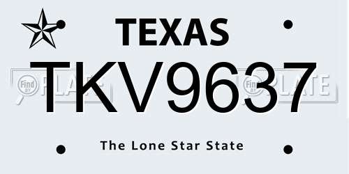 TKV9637 Texas License Plate