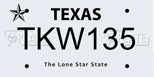 TKW135 Texas License Plate
