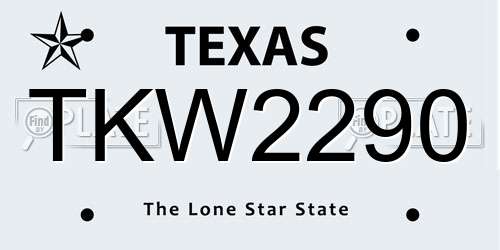 TKW2290 Texas License Plate