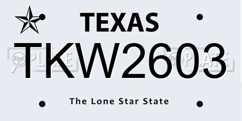 TKW2603 Texas License Plate