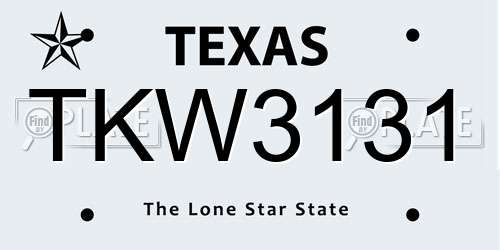 TKW3131 Texas License Plate
