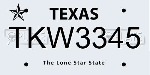 TKW3345 Texas License Plate