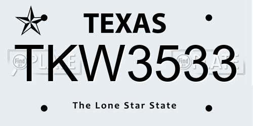 TKW3533 Texas License Plate