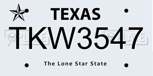 TKW3547 Texas License Plate