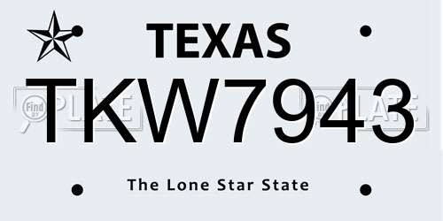TKW7943 Texas License Plate