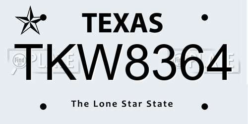 TKW8364 Texas License Plate