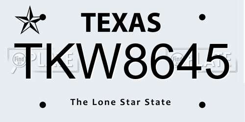 TKW8645 Texas License Plate