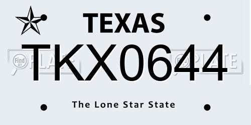 TKX0644 Texas License Plate