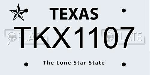 TKX1107 Texas License Plate