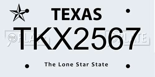 TKX2567 Texas License Plate