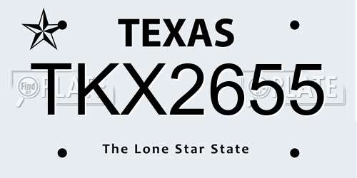 TKX2655 Texas License Plate