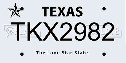 TKX2982 Texas License Plate