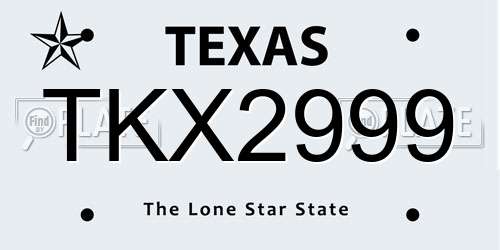 TKX2999 Texas License Plate