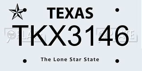 TKX3146 Texas License Plate