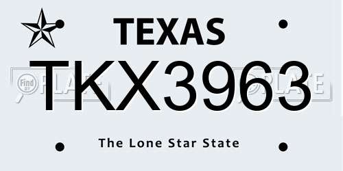 TKX3963 Texas License Plate
