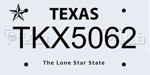 TKX5062 Texas License Plate