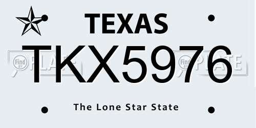 TKX5976 Texas License Plate