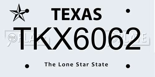 TKX6062 Texas License Plate