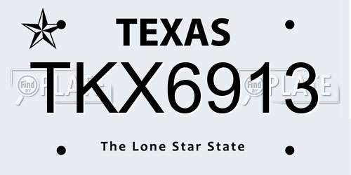 TKX6913 Texas License Plate