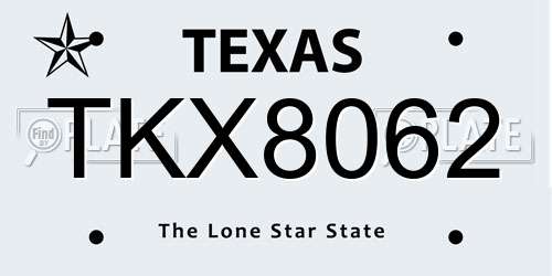 TKX8062 Texas License Plate