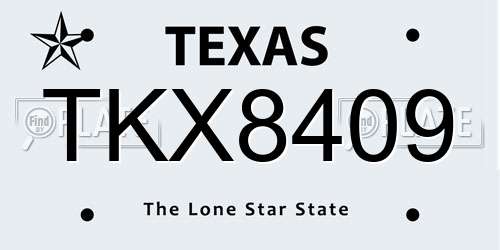 TKX8409 Texas License Plate