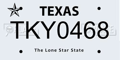 TKY0468 Texas License Plate