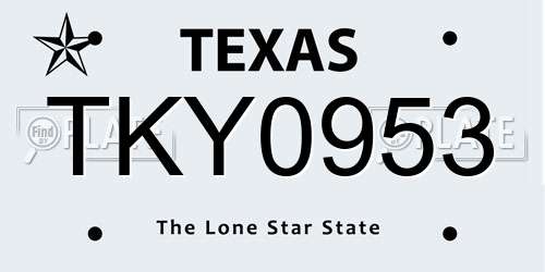 TKY0953 Texas License Plate