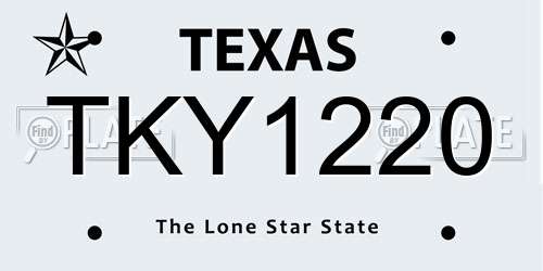 TKY1220 Texas License Plate