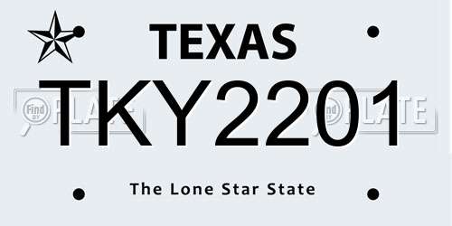 TKY2201 Texas License Plate