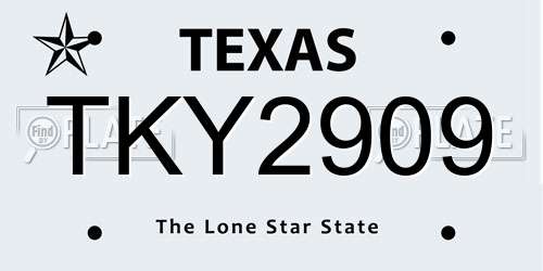 TKY2909 Texas License Plate