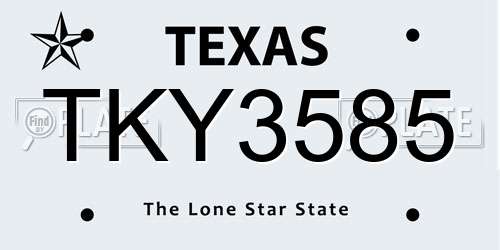 TKY3585 Texas License Plate
