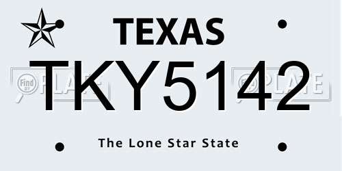 TKY5142 Texas License Plate